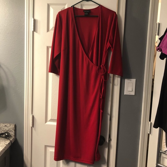 Red Lane Bryant wrap dress - Picture 1 of 3
